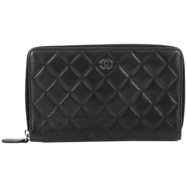 Chanel Zip Around Organizer Wallet Quilted Lambskin Large