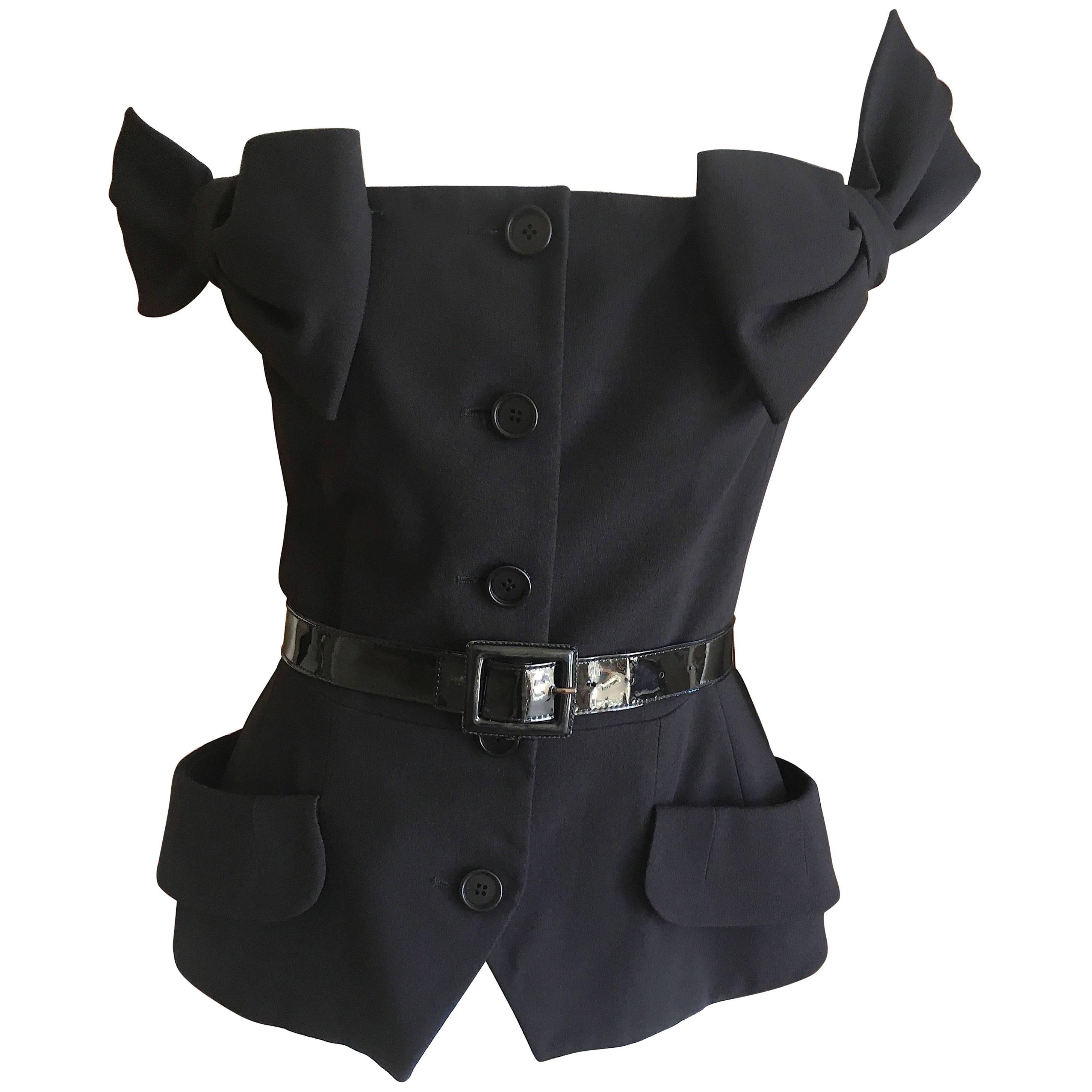 Christian Dior by John Galliano 2011 Black Off the Shoulder Jacket with Bows