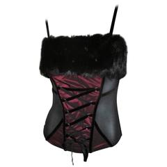 bordeaux bustier with black fur 11