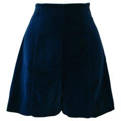 Vintage Ella Singh Navy Blue Velvet High Waisted Shorts