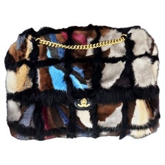 Chanel 2001 Fall/Winter Vintage Multicolor Mink Fur Flap Maxi