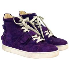 Christian Louboutin Mens Purple Suede Hi-top Trainers 1