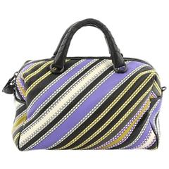 Bottega Veneta Convertible Boston Bag Striped Leather Small