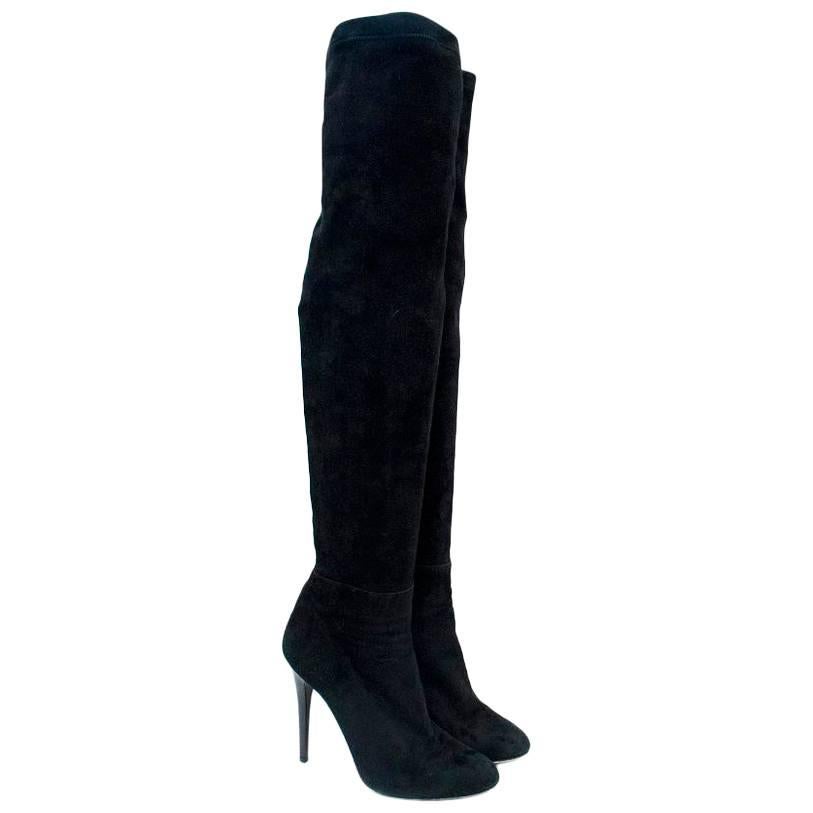 Jimmy Choo Black Suede Over-the-Knee Boots For Sale