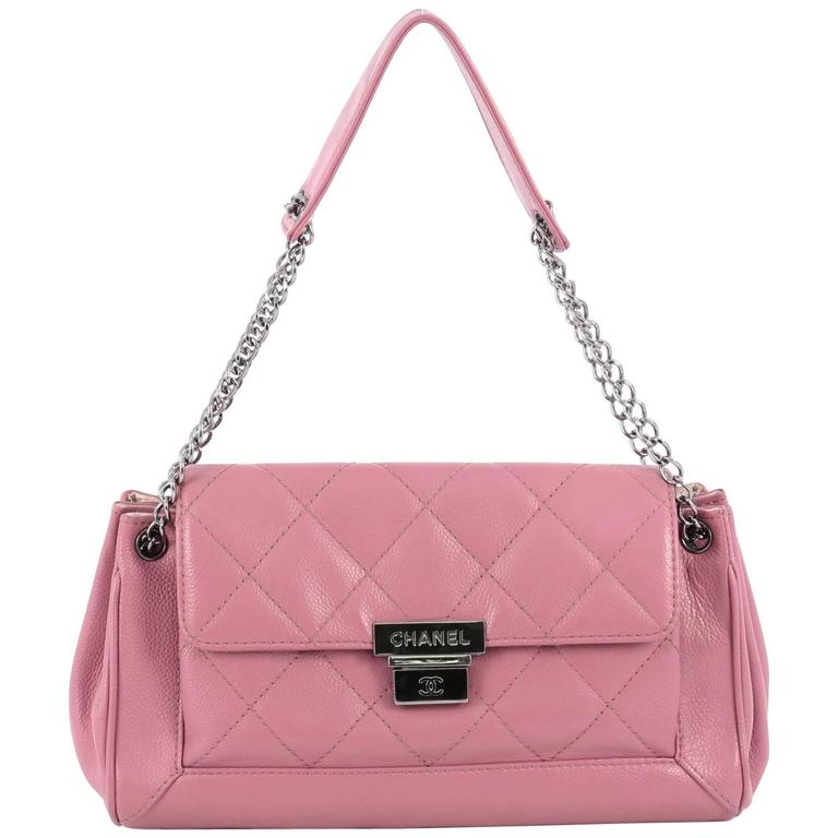 Chanel Accordion Push Lock Quilted Leather Medium Flap Bag at 1stDibs