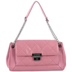 Chanel Accordion Push Lock Quilted Leather Medium Flap Bag