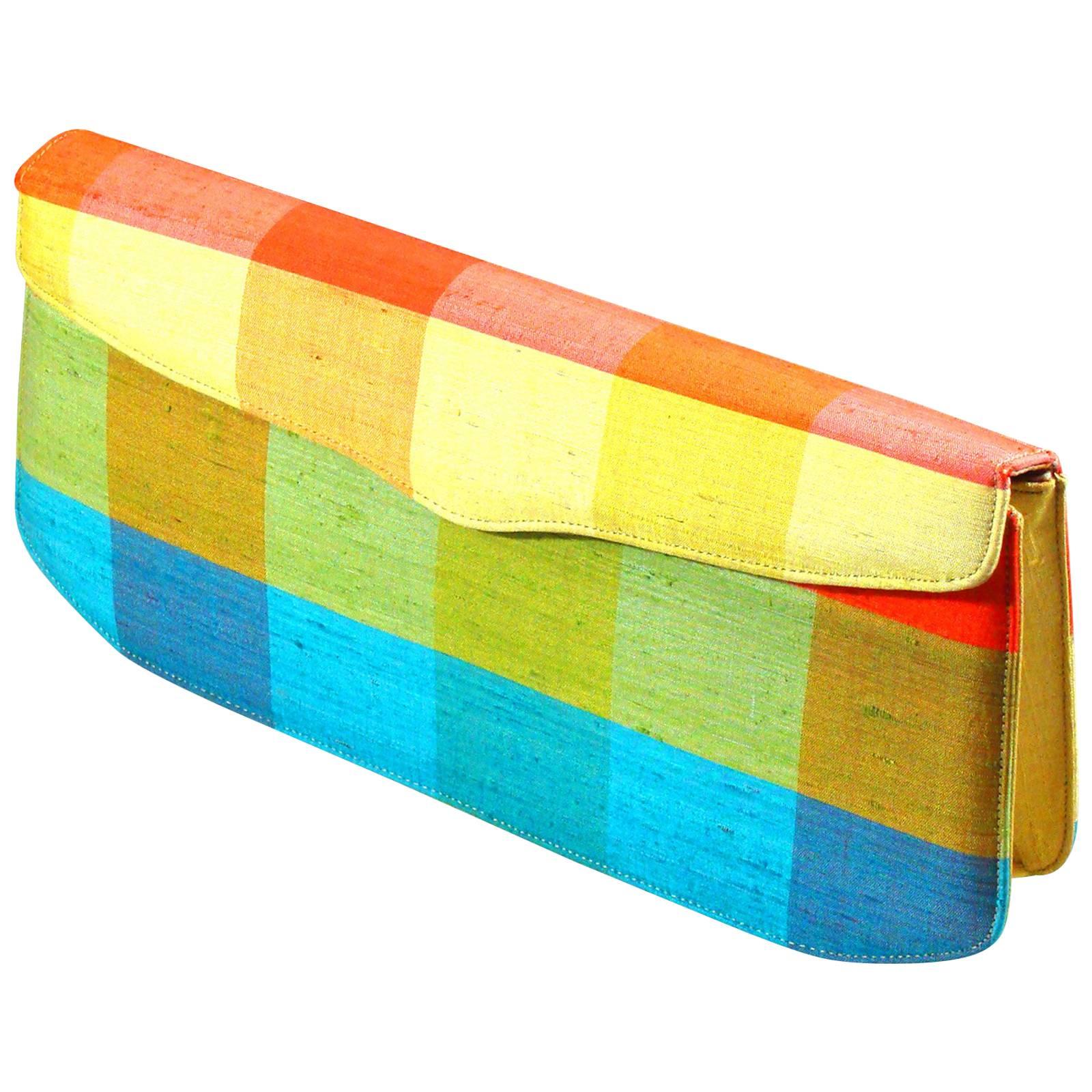 Colorful Mid-Century Modern Plaid Clutch  Spring!