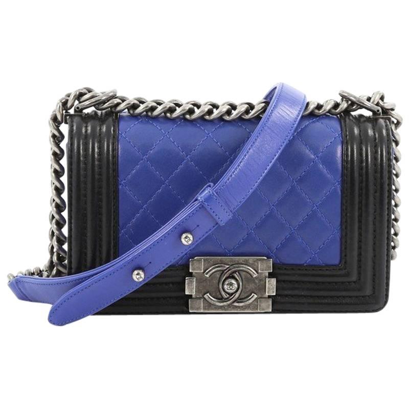 Chanel Bicolor Boy Flap Bag Quilted Calfskin Small