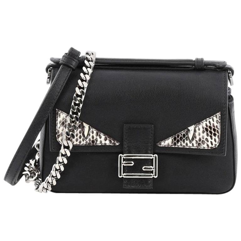 Fendi Double Baguette Monster Crossbody Bag Leather and Python Micro at ...