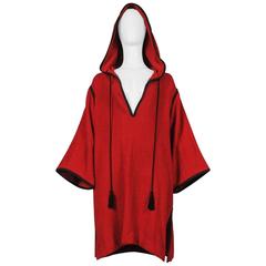 Yves Saint Laurent Burgundy Terry Cloth Tassel Robe