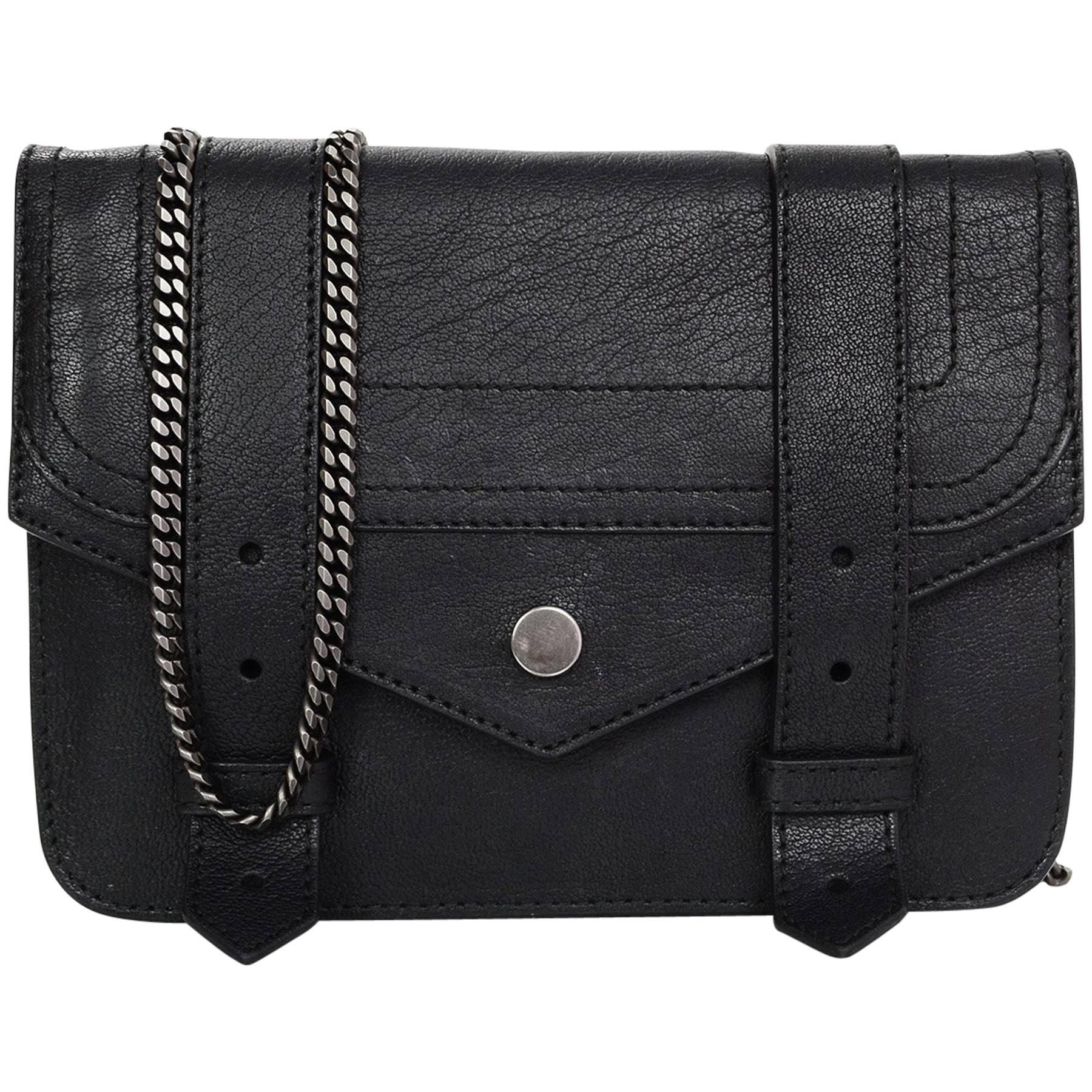 Proenza Schouler Black Leather PS1 Large Chain Wallet WOC Crossbody Bag