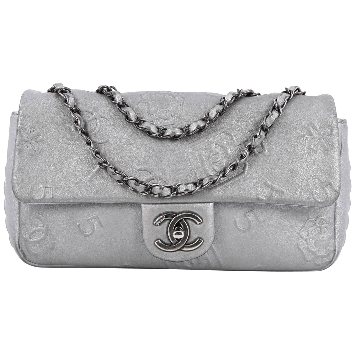 Chanel Precious Symbols Single Flap Bag Embossed Leather Medium