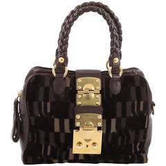 Miu Miu Coffer Convertible Satchel Jacquard Velvet with Leather Small