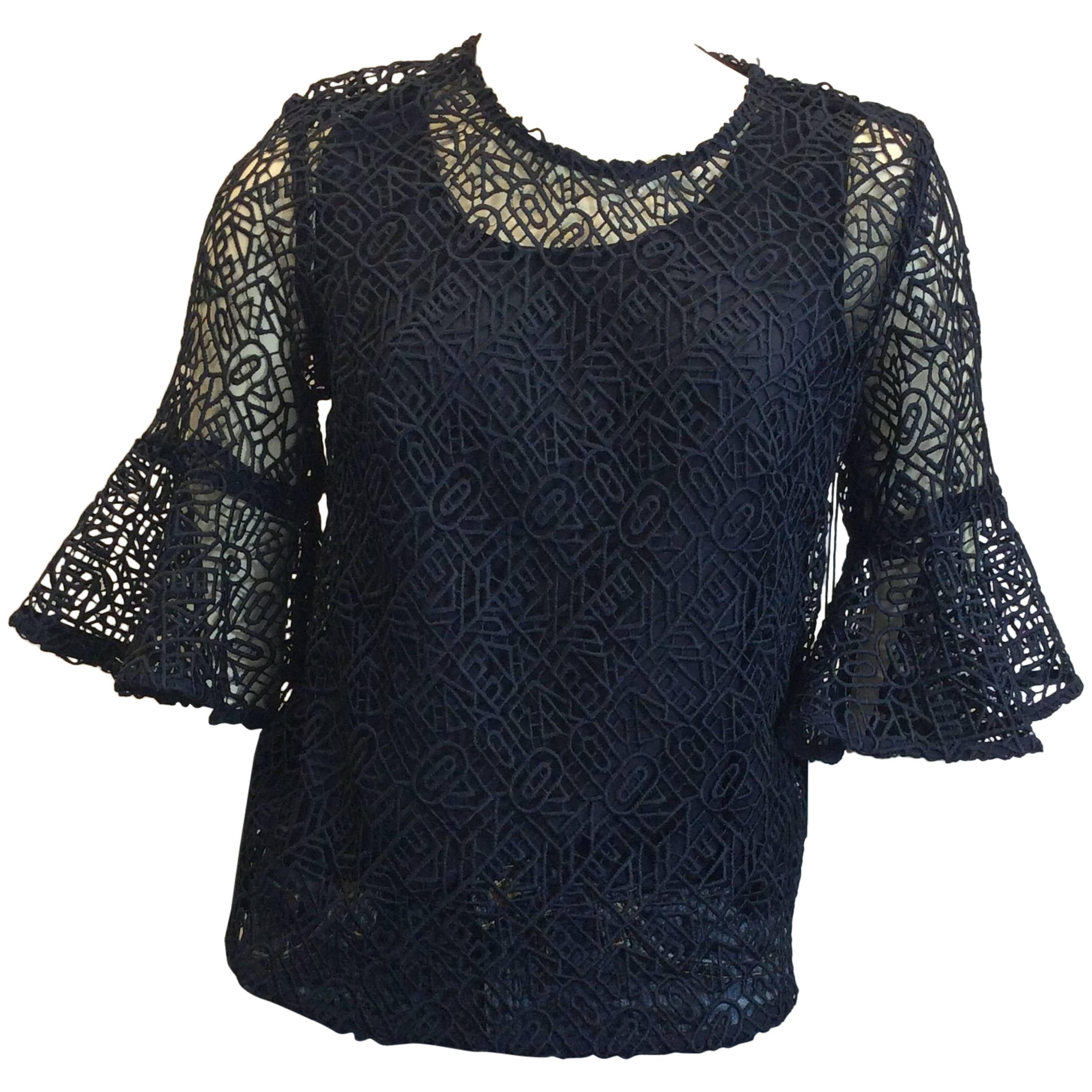 Prose & Poetry NWT High Low Lace Navy Top