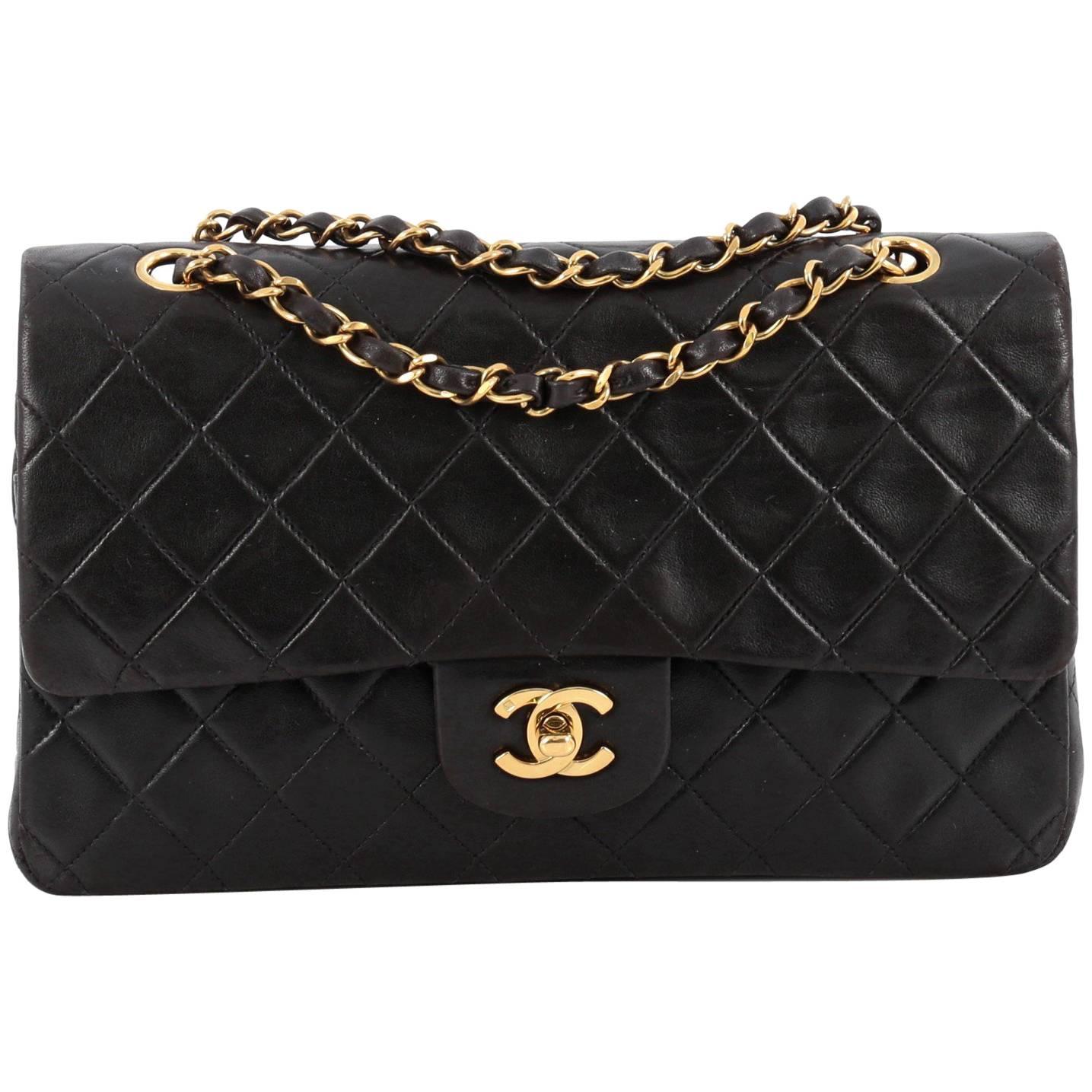 Chanel  Vintage Classic Double Flap Bag Quilted Lambskin Medium