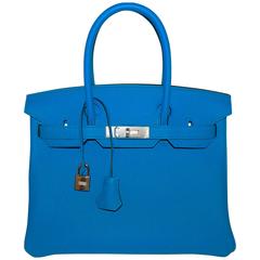 Hermes Blue Zanzibar TOGO "Verso" Malachite 30cm Birkin Palladium Limited