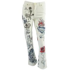 Roberto Cavalli White and Multi Printed Jeans - S - NWT 5
