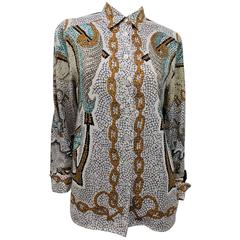 Vintage Hermes 'Provence' Shirt/Blouse with Mosaic Print 1