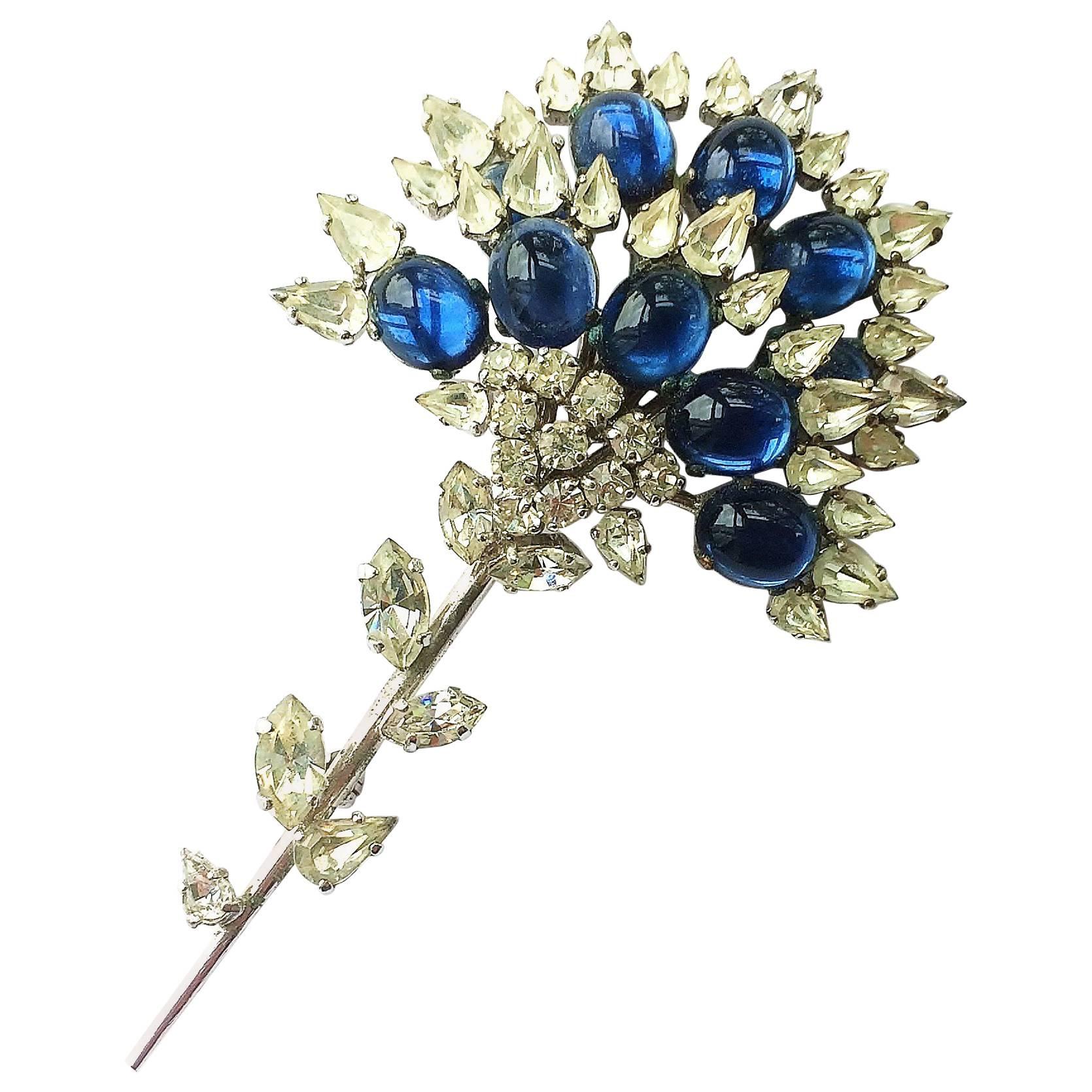 Christian Dior large paste cabuchon brooch, 1960.