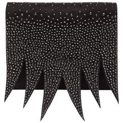 Giuseppe Zanotti New Black Suede Crystal Zig Zag Evening Clutch Shoulder Flap Ba 9
