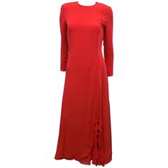 Carolina Herrera Red Long Sleeve Gown 