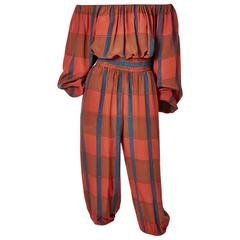 Vintage Calvin Klein Harem Style Plaid Ensemble