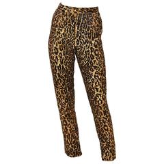 Retro Todd Oldham Leopard Print Pants Encrusted with Sequins and Beading