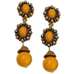 Vintage 1970s Butterscotch Enamel Dangling Earrings 4