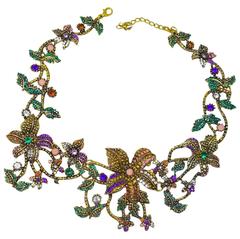 Huge Multicolor Rhinestone Floral Necklac 8