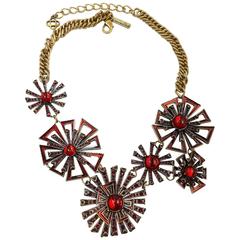 Vintage Signed 1980s Oscar De La Renta Starburst Bib Necklace 6