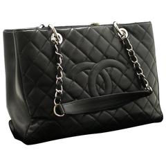 CHANEL Caviar GST 13" Grand Shopping Tote Chain Shoulder Bag Black 10