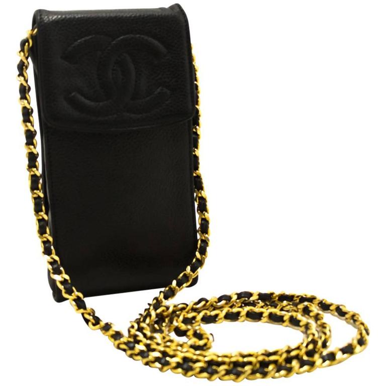 CHANEL Cell Phone Case Caviar Chain Shoulder Bag Black iPhone at 1stDibs | chanel  phone case with chain, chanel phone bag with chain, chanel cell phone case  with strap