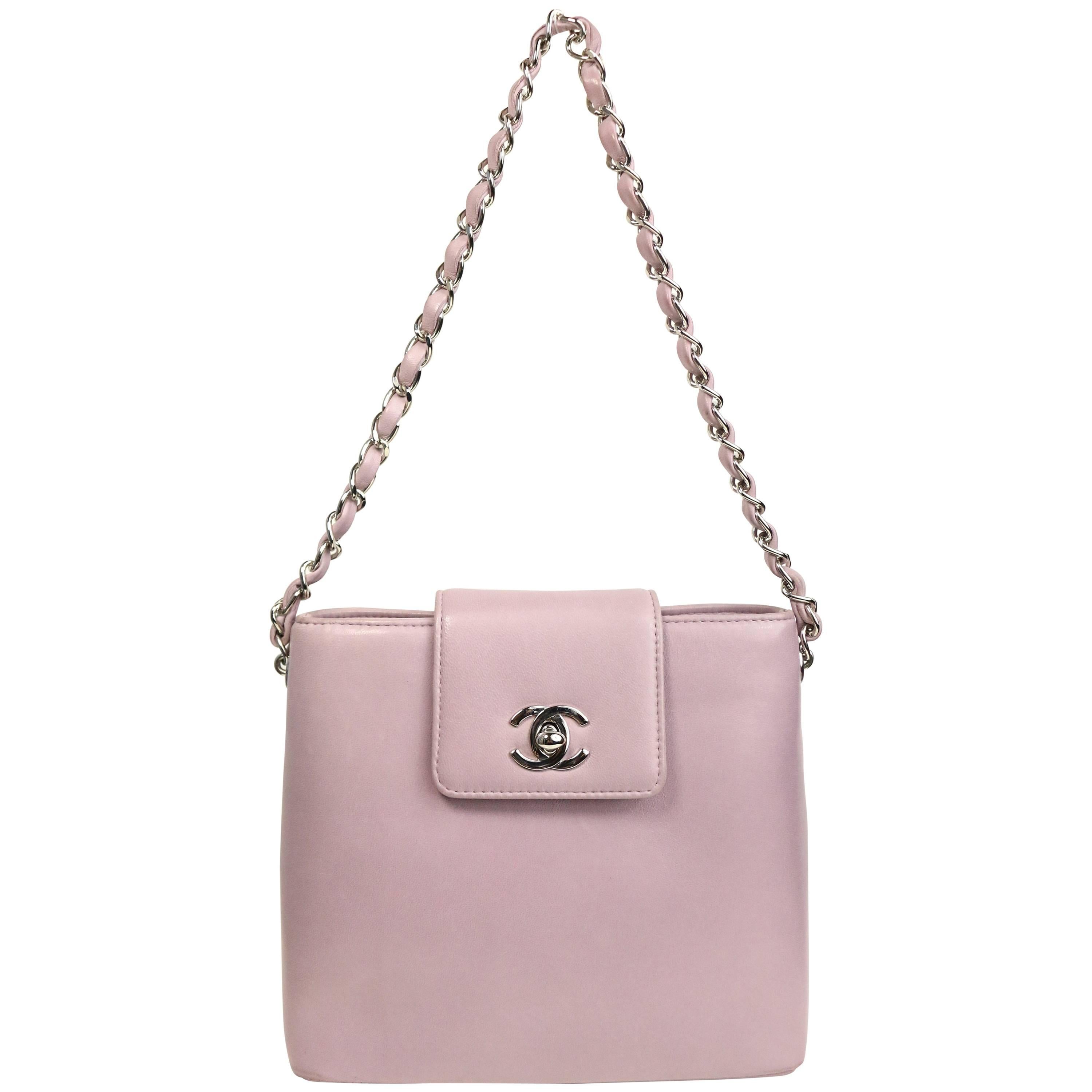 Chanel Purple Lambskin Leather Silver Chain Mini Handbag