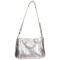 Used Alexander Wang Silver Metallic Rocco Stud-Bottom Satchel Bag