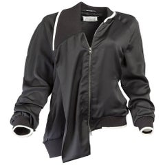 Maison Martin Margiela Black Silk Asymmetric Bomber Jacket