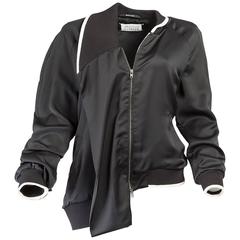 Maison Martin Margiela Black Silk Asymmetric Bomber Jacket 1
