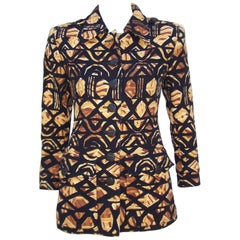 Retro 1980's Yves Saint Laurent Rive Gauche Tribal Print Safari Jacket