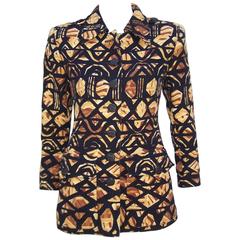1980's Yves Saint Laurent Rive Gauche Tribal Print Safari Jacket 10