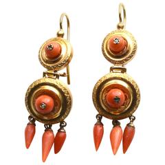 14k Victorian Coral Earrings 12