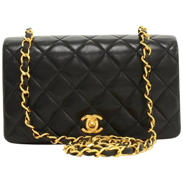 Vintage Chanel Black Quilted Leather Shoulder Flap Mini Bag 