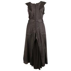 2002 YOHJI YAMAMOTO black denim and silk runway dress 8