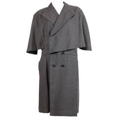 1980's COMME DES GARCONS charcoal wool cape coat dress