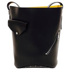 new CELINE Phoebe Philo black leather biker bag with silver grommets