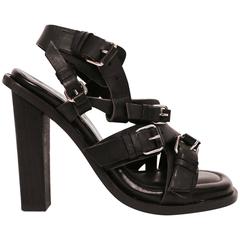 2003 Nicolas Ghesquière for Balenciaga black leather sandals 38 unworn 5
