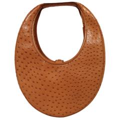 very rare 1989 HERMES ostrich leather circular 'Folies' bag 2