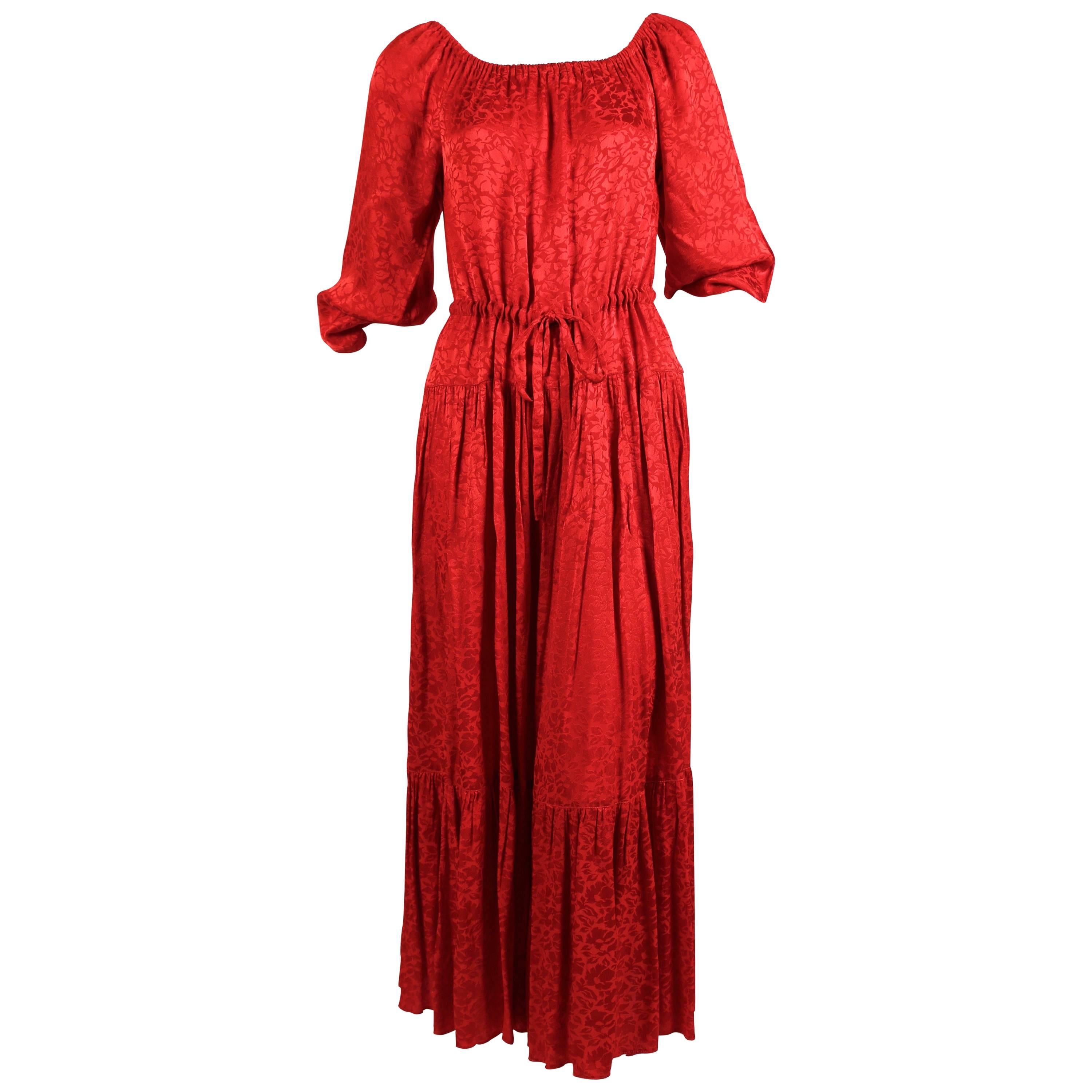 1970's OSSIE CLARK red floral damask dress