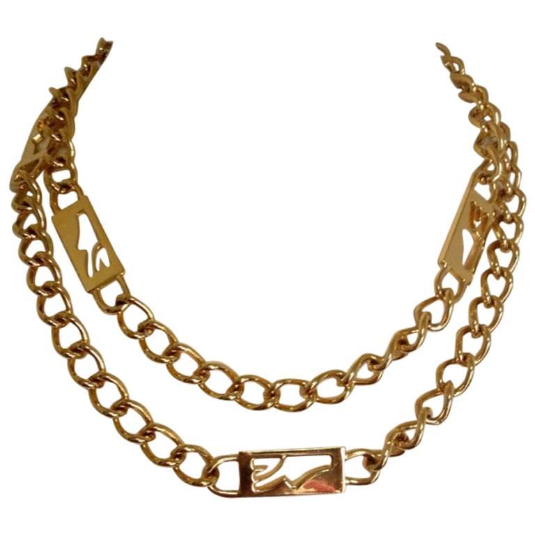 MINT. Vintage Salvatore Ferragamo chain necklace, belt with golden shoe charm. For Sale