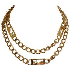 MINT. Vintage Salvatore Ferragamo chain necklace, belt with golden shoe charm. 
