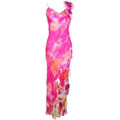 Vintage Emanuel Ungaro Multi-color Floral Printed Summer Silk Slip Dress