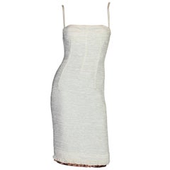 Dolce Gabbana Woven Boned Corset Dress & Coat Frayed Python Trimming